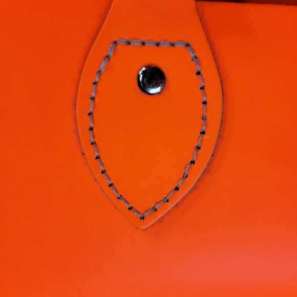 The Leather Satchel Co satchel with Crossbody Straps in Neon Orange - Picture 5 of 16